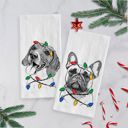  Dog Christmas Lights Tea Towel - 25+ Breeds