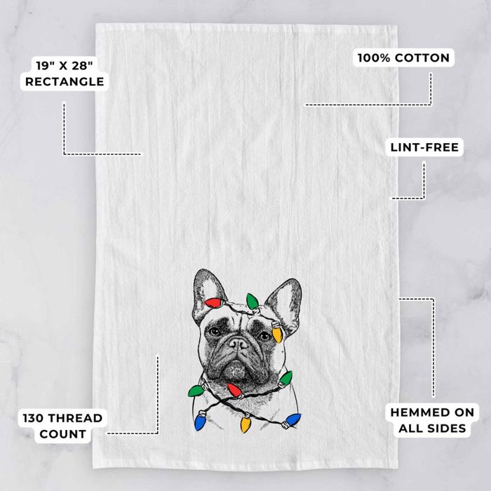 Dog Christmas Lights Tea Towel - 25+ Breeds