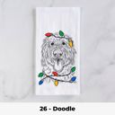 26 - Doodle Dog Christmas Lights Tea Towel - 25+ Breeds