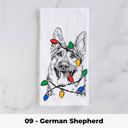 09 - German Shepherd Dog Christmas Lights Tea Towel - 25+ Breeds