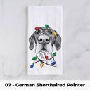 07 - German Shorthaired Pointer Dog Christmas Lights Tea Towel - 25+ Breeds