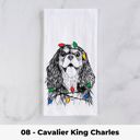 08 - Cavalier King Charles Dog Christmas Lights Tea Towel - 25+ Breeds