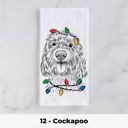 12 - Cockapoo Dog Christmas Lights Tea Towel - 25+ Breeds