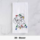 20 - Boxer Dog Christmas Lights Tea Towel - 25+ Breeds