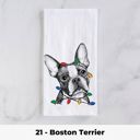 21 - Boston Terrier Dog Christmas Lights Tea Towel - 25+ Breeds