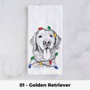 01 - Golden Retriever Dog Christmas Lights Tea Towel - 25+ Breeds
