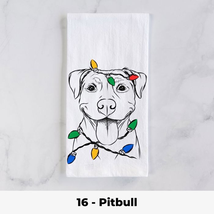 Dog Christmas Lights Tea Towel - 25+ Breeds