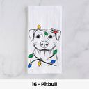 16 - Pitbull Dog Christmas Lights Tea Towel - 25+ Breeds