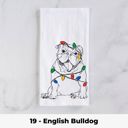 19 - English Bulldog Dog Christmas Lights Tea Towel - 25+ Breeds