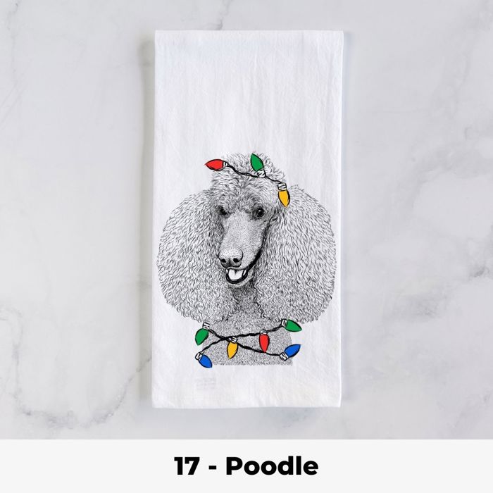 Dog Christmas Lights Tea Towel - 25+ Breeds
