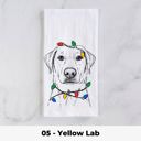 05 - Yellow Lab Dog Christmas Lights Tea Towel - 25+ Breeds