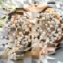  76" Wood Bead Garland with Jute Tassels