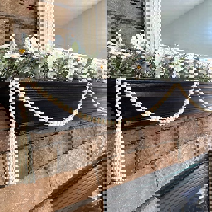 76" Wood Bead Garland with Jute Tassels