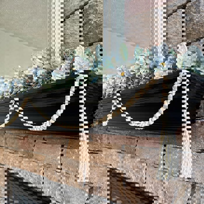 76" Wood Bead Garland with Jute Tassels