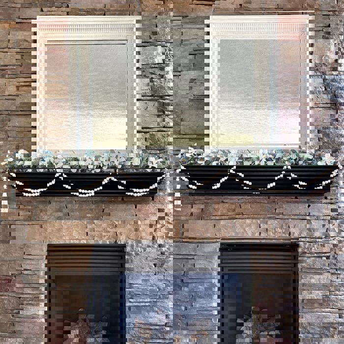 76" Wood Bead Garland with Jute Tassels