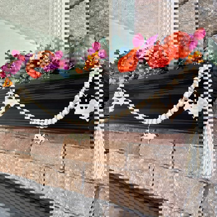 Bat Wood Bead Garland with Interchangeable Seasonal Charms