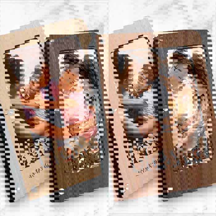 Personalized "Blessed" Wood Journal with Photo Sleeve