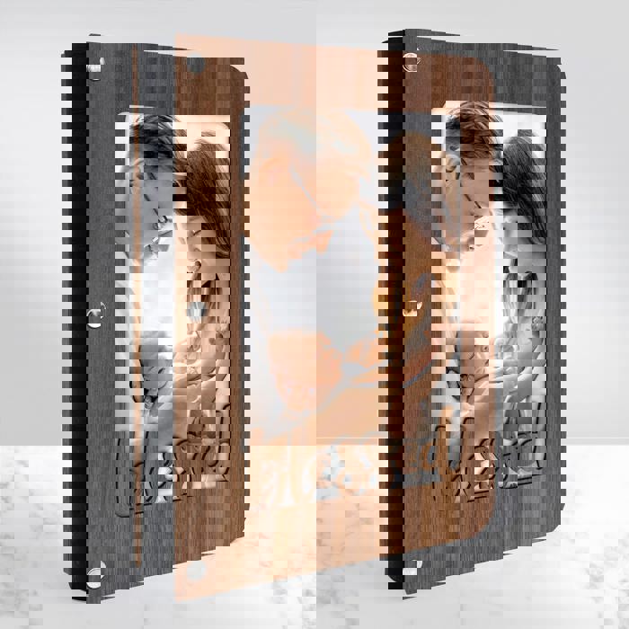 Personalized "Blessed" Wood Journal with Photo Sleeve