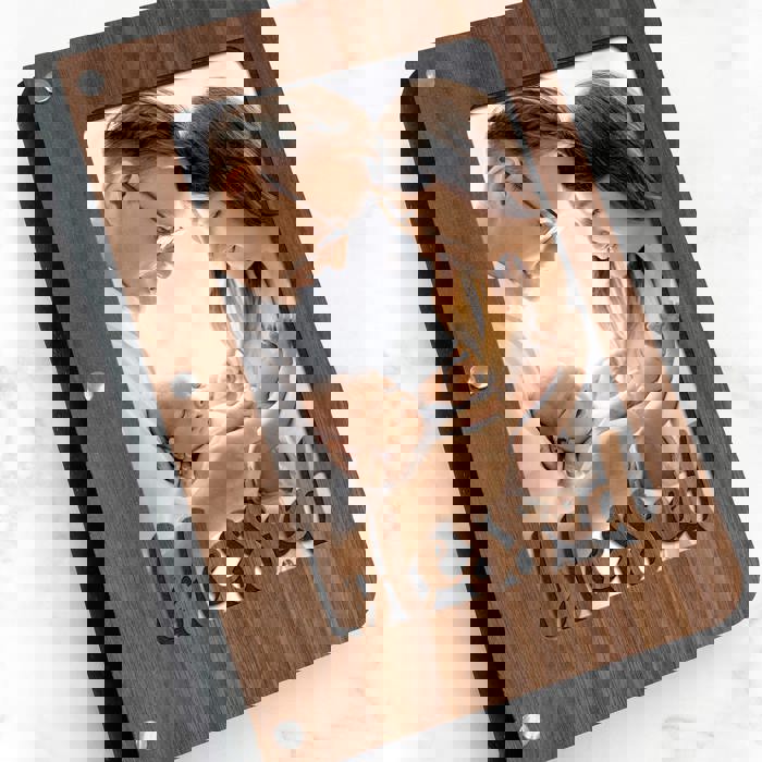 Personalized "Blessed" Wood Journal with Photo Sleeve