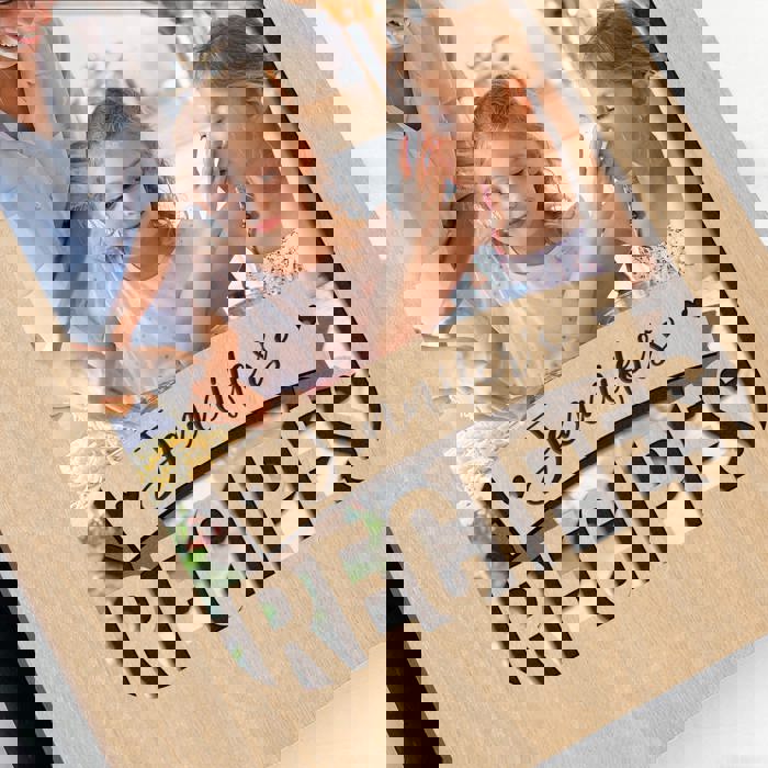 Personalized Wood Recipe Book with Photo Sleeve, Banner Design