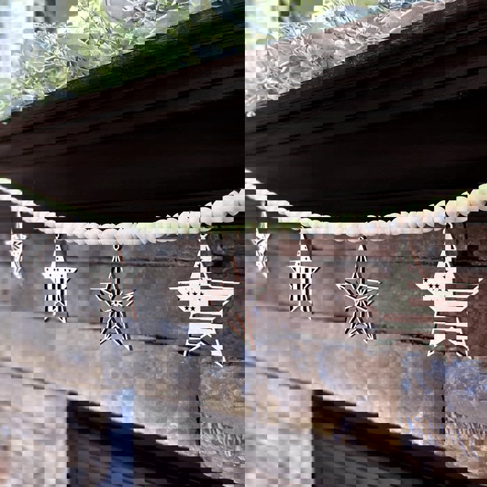 Barn Star Wood Bead Garland with Interchangeable Seasonal Charms