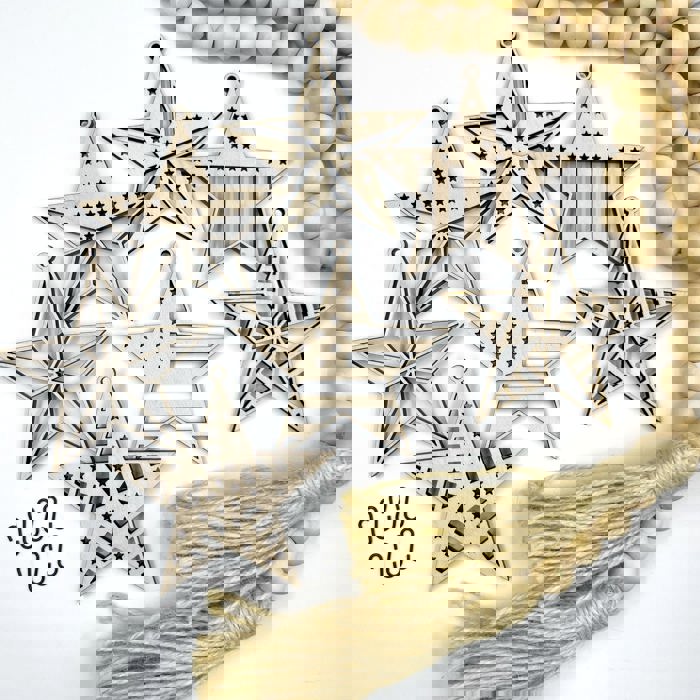 Barn Star Wood Bead Garland with Interchangeable Seasonal Charms