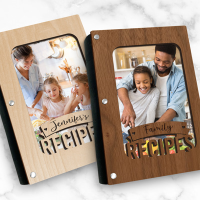 Personalized Wood Recipe Book, Banner Design