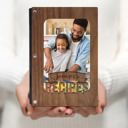 Walnut (Dark Wood) Not Personalized Personalized Wood Recipe Book, Banner Design