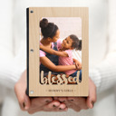 Maple (Light Wood) Personalized Personalized "Blessed" Wood Journal with Photo Sleeve