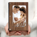 Walnut (Dark Wood) Personalized Personalized "Blessed" Wood Journal with Photo Sleeve