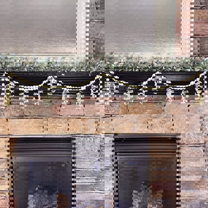 Candy Skull Wood Bead Garland with Interchangeable Seasonal Charms