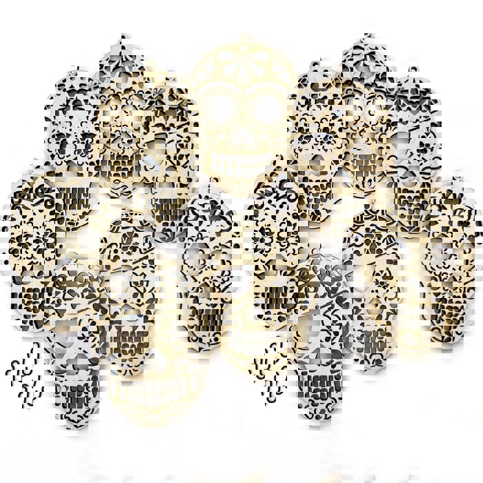 Candy Skull Wood Bead Garland with Interchangeable Seasonal Charms