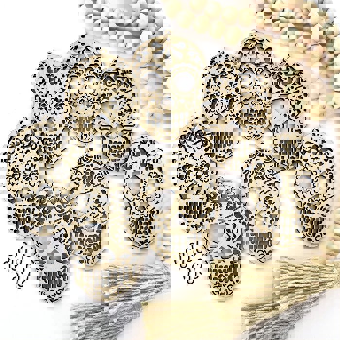 Candy Skull Wood Bead Garland with Interchangeable Seasonal Charms