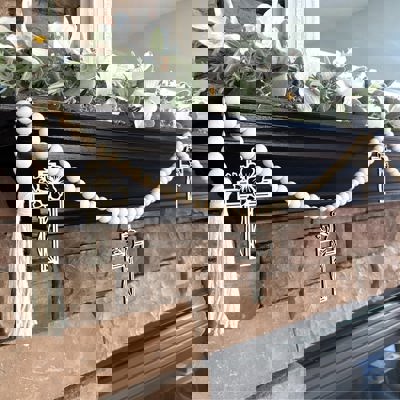 Cross Wood Bead Garland with Interchangeable Seasonal Charms