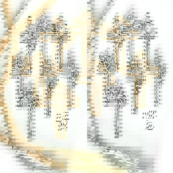 Cross Wood Bead Garland with Interchangeable Seasonal Charms