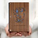 Walnut (Dark Wood) Personalized Personalized Wood Journal with Photo Sleeve - Dreams Design