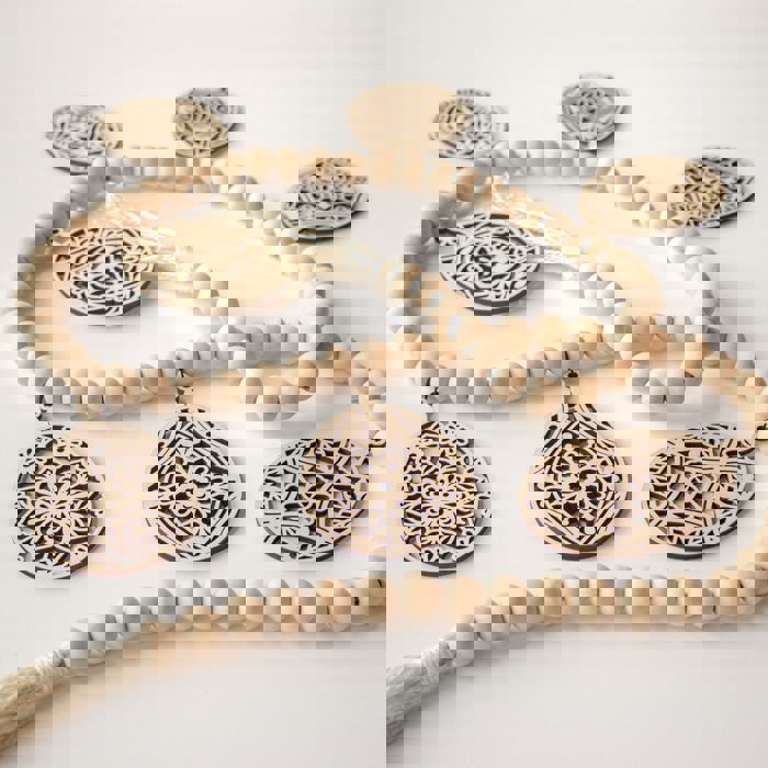 Easter Egg Wood Bead Garland with Interchangeable Seasonal Charms