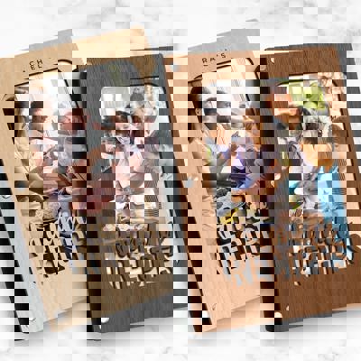 "Family Recipes" Personalized Wood Recipe Book with Photo Sleeve