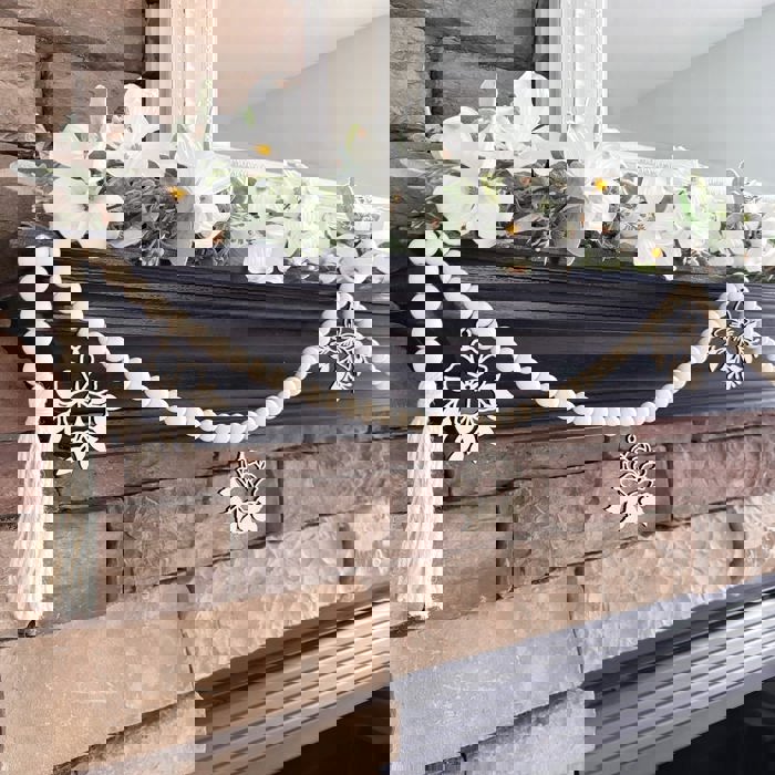 Flower Wood Bead Garland with Interchangeable Seasonal Charms