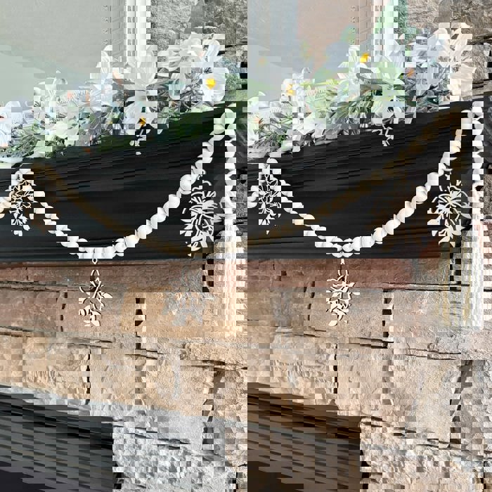 Flower Wood Bead Garland with Interchangeable Seasonal Charms