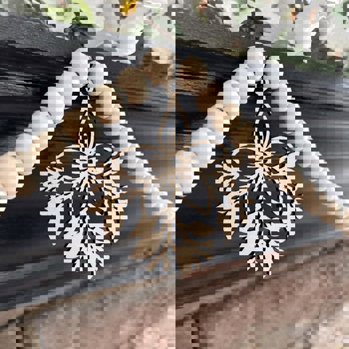 Flower Wood Bead Garland with Interchangeable Seasonal Charms