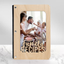 Maple (Light Wood) Not Personalized "Family Recipes" Personalized Wood Recipe Book with Photo Sleeve