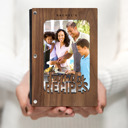 Walnut (Dark Wood) Personalized "Family Recipes" Personalized Wood Recipe Book with Photo Sleeve
