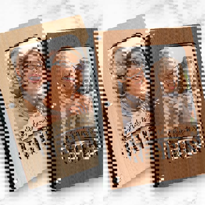 "Grandma's Recipes" Wood Recipe Book with Photo Sleeve