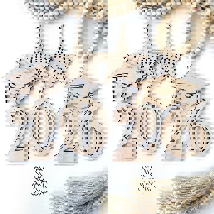 Graduation Wood Bead Garland with Interchangeable Seasonal Charms