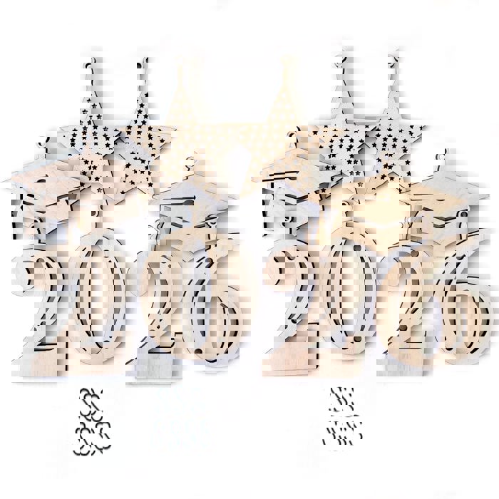 Graduation Wood Bead Garland with Interchangeable Seasonal Charms