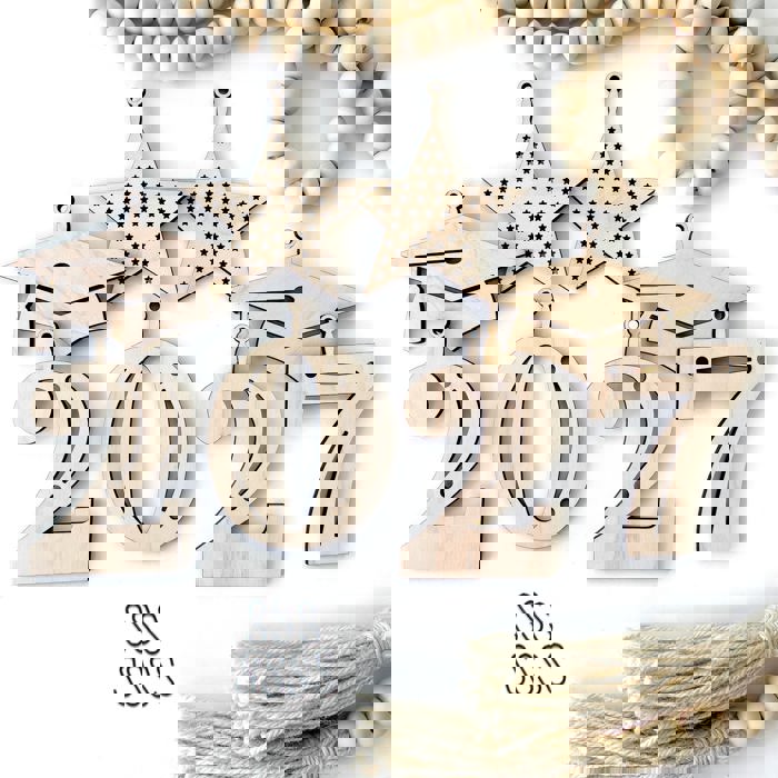 Graduation Wood Bead Garland with Interchangeable Seasonal Charms