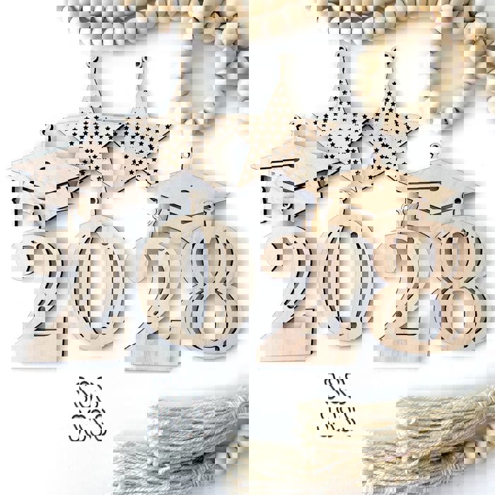 Graduation Wood Bead Garland with Interchangeable Seasonal Charms