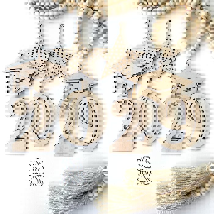 Graduation Wood Bead Garland with Interchangeable Seasonal Charms