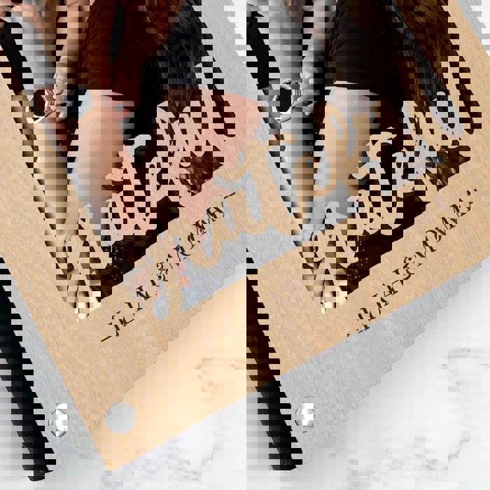 Personalized "Grateful" Wood Journal with Photo Sleeve